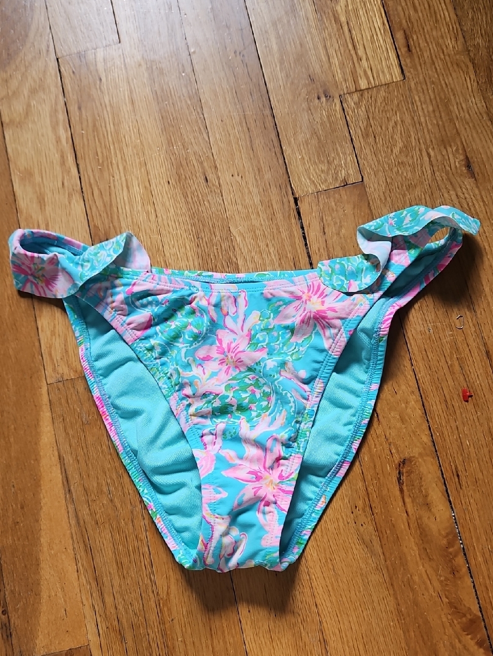 Lilly Pulitzer Light Blue Pink Mitra Bikini Bottom NWOT Size Xl